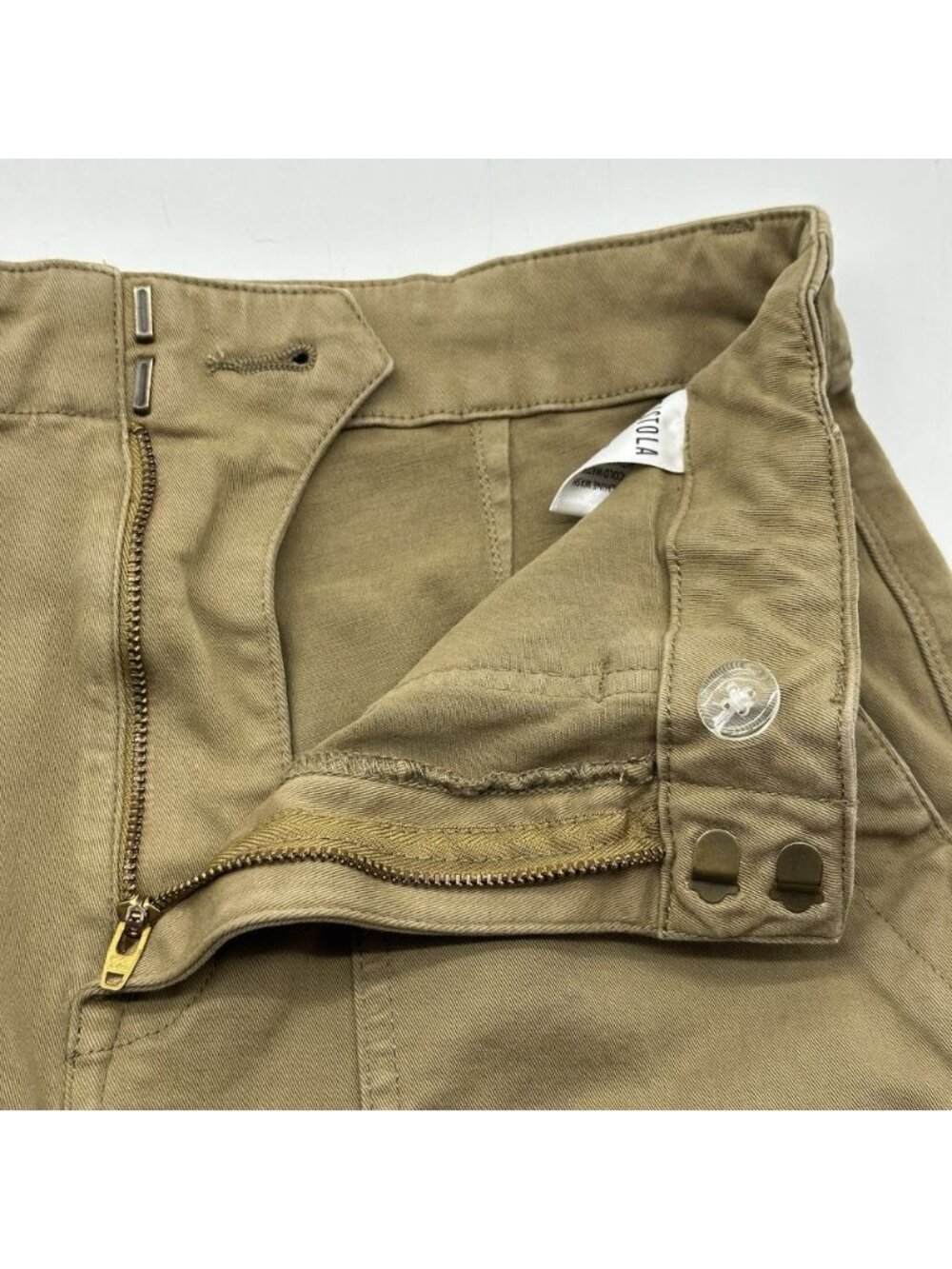 Pistola Women's Size 29 Khaki Stretch High Rise Wide Leg Cuffed Utility Pants - Picture 5 of 11